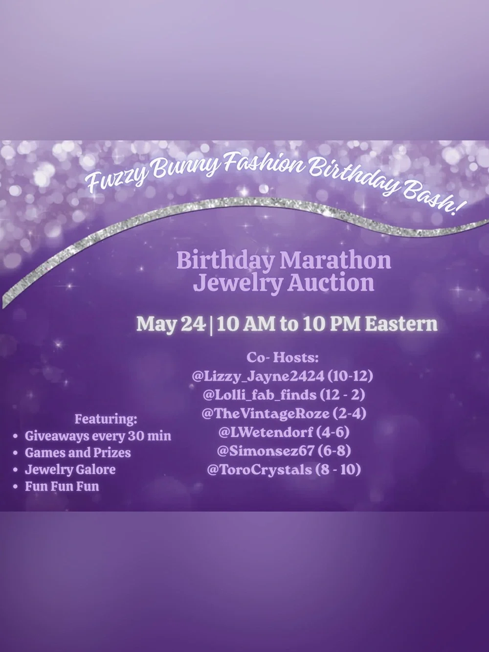 Fuzzy Bunny Fashion Birthday Bash - Purple Party Invitation Poster